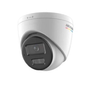 Cámara de red 2MP tipo torreta fija con luz híbrida inteligente y ColorVu. Micrófono incorporado para seguridad de audio en tiempo real. H.265+ IP67