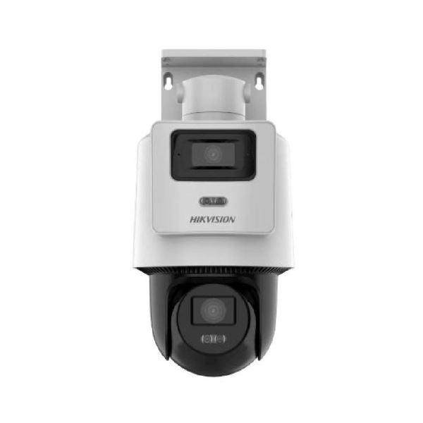 Domo Speed TandemVu PT IP 4MP + 4MP con Smart Hybrid Light, detección humano/vehículo y audio bidireccional.