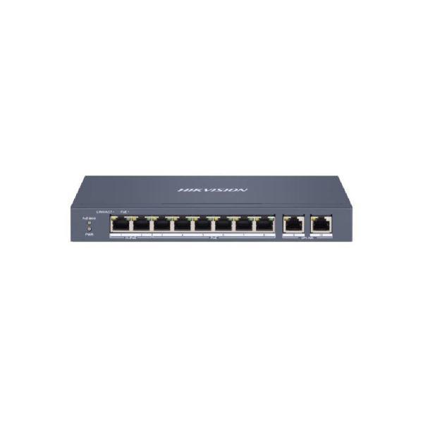 Switch 8 puertos RJ45 PoE de 100 Mbps, 2 puertos RJ45 de red Gigabit